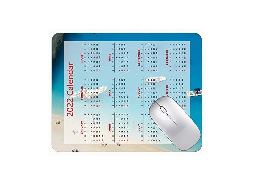 Mouse pad colorido calendário 2022 ano 2022 Grécia azul mar praia tapete mouse pad