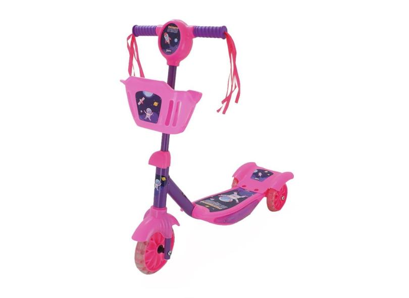 Patinete Infantil 3 Rodas Rosa Com Som E Luz Para Crianças - Zippy