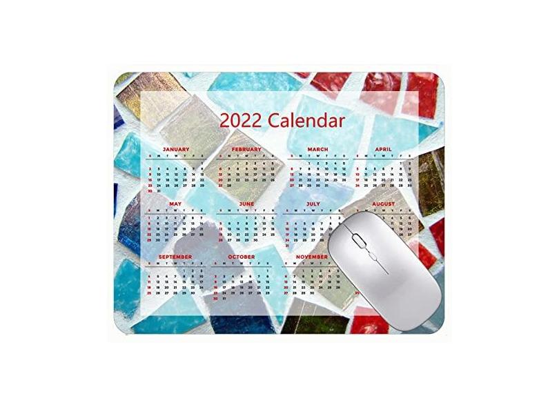 Mouse pad colorido para jogos 2022 calendário ano 2022 mosaico pedras coloridas