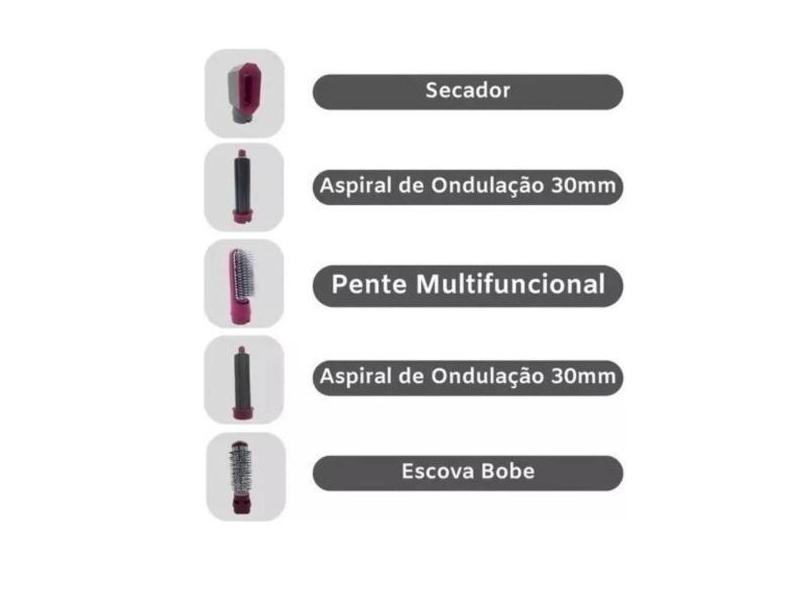 Escova 5 Em 1 Secadora Modeladora E Alisadora Gold - Wcan