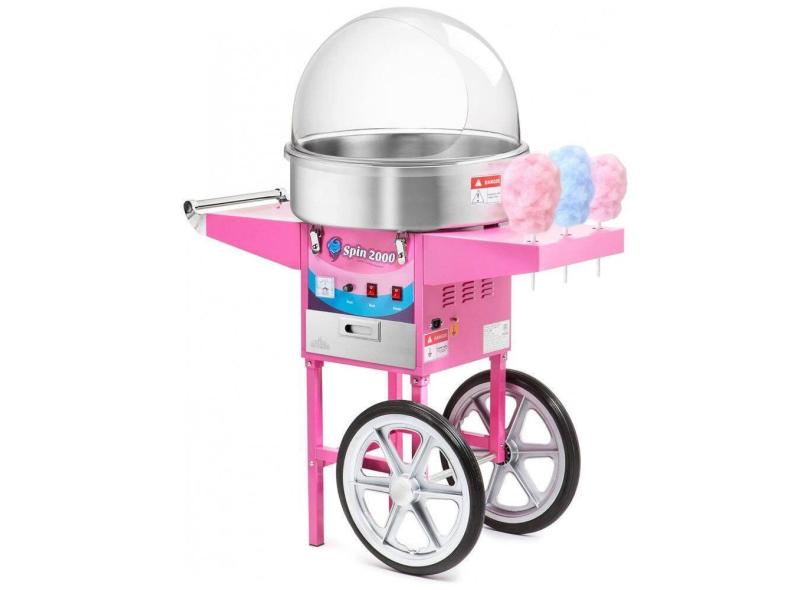 Carrinho de Algodão Doce Elétrico Profissional em Aço Inoxidável, 110V, Olde Midway SPIN2000, Rosa