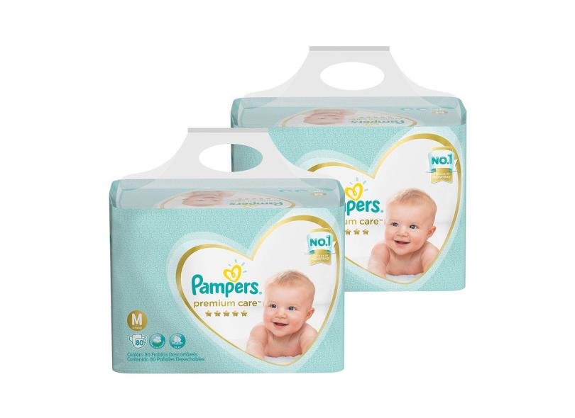 Kit De Fraldas Pampers M Premium Care Jumbo 160 Unidades Com O Melhor