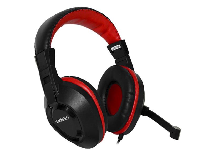 Headset Gaming Satellite AE-263 com 3.5 MM para PC - Preto/Vermelho