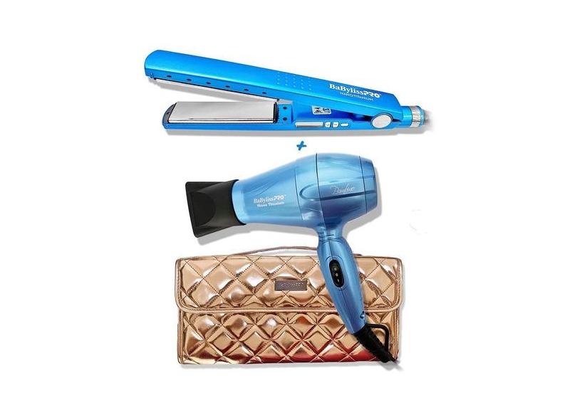 Secador Mini Bambino Babyliss + Prancha Nano Titanium Bivolt Secador Bambino + Prancha Nano Titanium