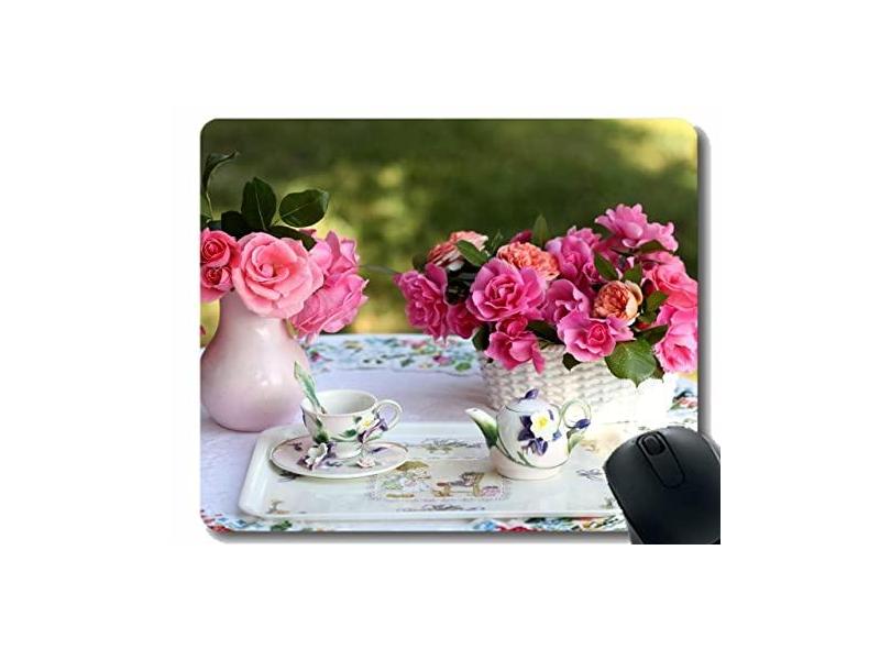 Mouse pad antiderrapante, buquês de flores de rosas para vasos, cesta de mesa, tapete de mesa para chá