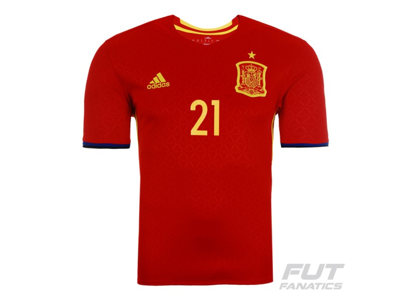 Camisa Jogo Espanha I 2016 Silva número 21 Adidas