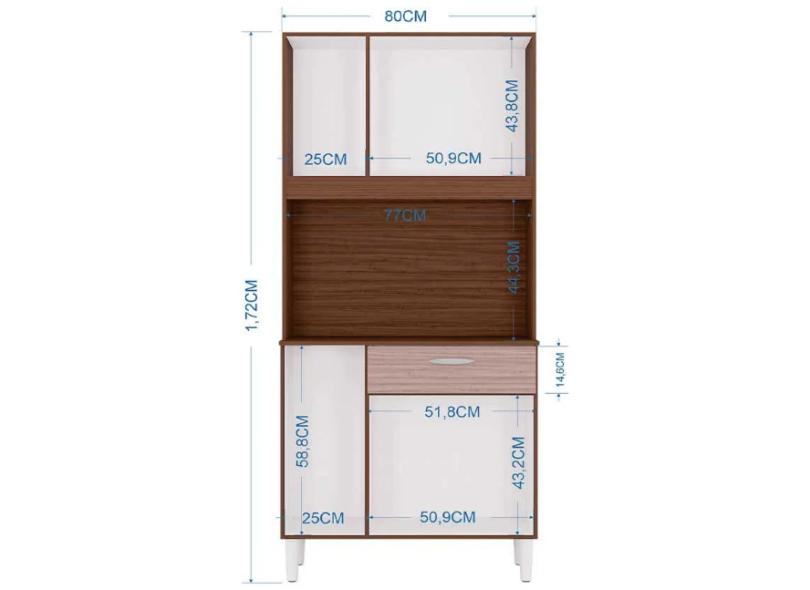 Cozinha Compacta 1 Gaveta 6 Portas Cássia Poquema