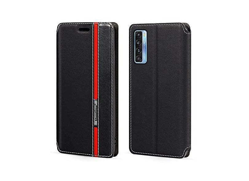 Custodia Flip In Tessuto Oxford E Pelle PU Per TCL 20L (T774H) – Cover Portafoglio Con Chiusura Magnetica E Tasche Porta Carte (Nero) - 2