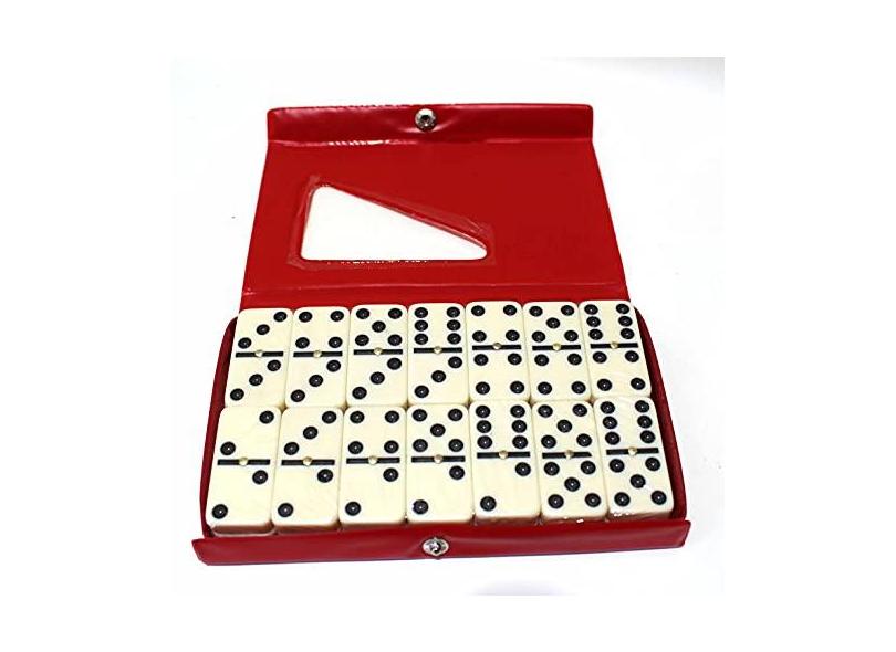 jogo domino 6,5 mm professional de osso com estojo 28 peças - Home