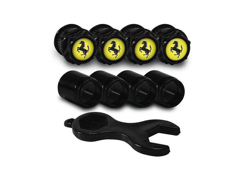Bicos Capa de Válvula Preto Pneu Ferrari - DCAPS