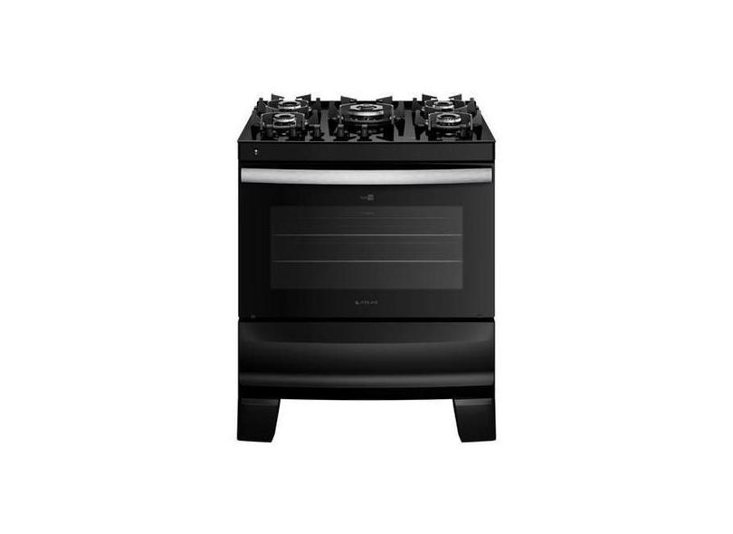 Fogao piso atlas agile up 5 bocas gas tripla chama vidro preto c/ forn