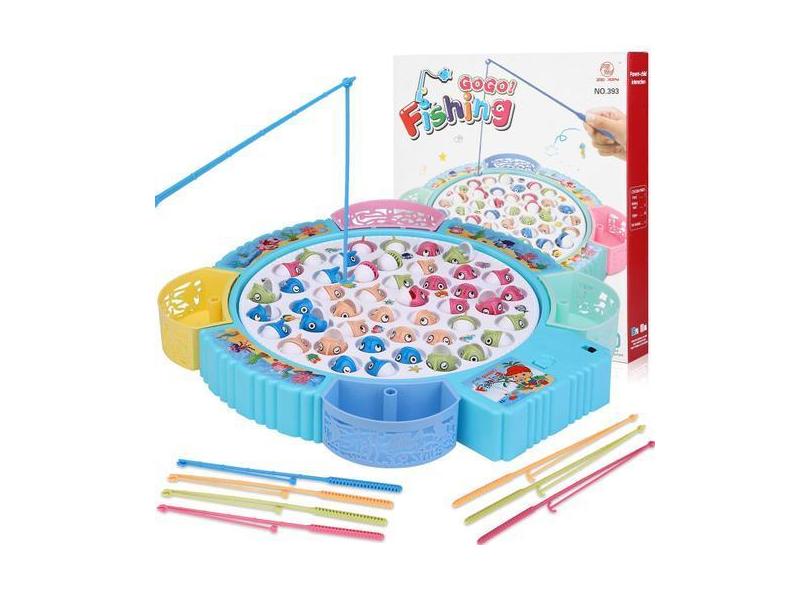 Pakoo Magnetic Fishing Game Toys, Rotating Board Game With Music Including 21 Fishes, 4 Random Color Fishing Poles And 4 Small Fish Buckets, Party Game Toys For Kids Age 4 5 6 7 8 And Up