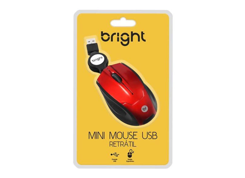 Mini Mouse Óptico 800Dpi com Cabo Retrátil Usb 101 Bright em Promoção é ...