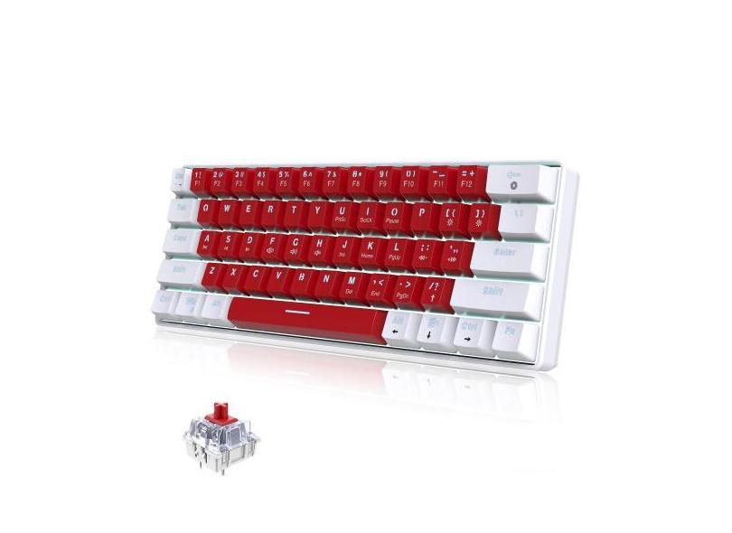 Teclado Snpurdiri Wired 60% mecânico para jogos LED branco