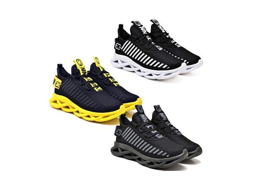 Tênis De Corrida Masculino Academia Macio- Pares Preto E Amarelo
