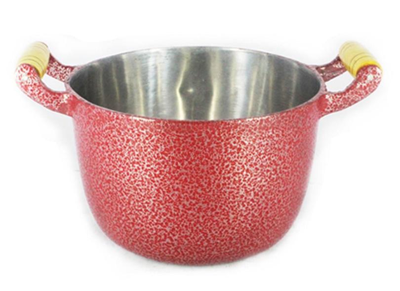 Caldeirão Alumínio Fundido Craqueado Alça De Madeira 32Cm