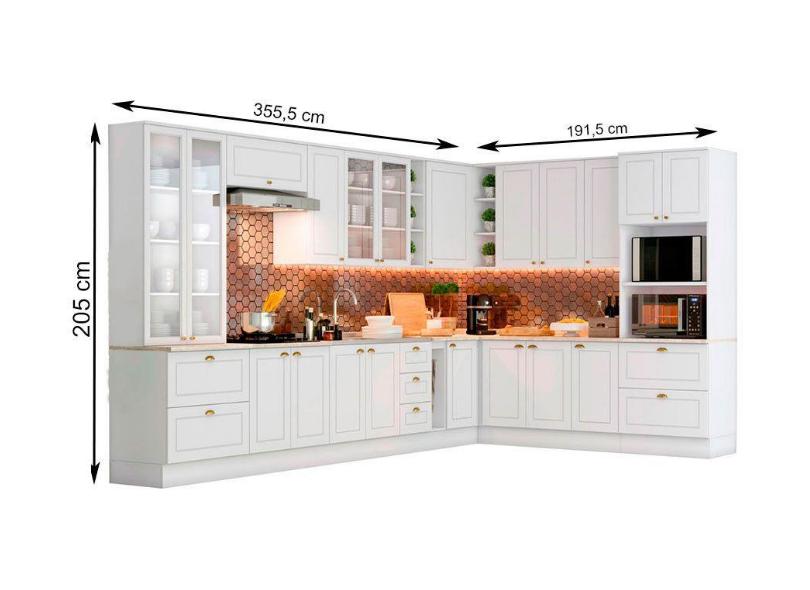 Cozinha Completa 7 Gavetas 20 Portas para Micro-ondas / Forno sem Tampo Americana Henn