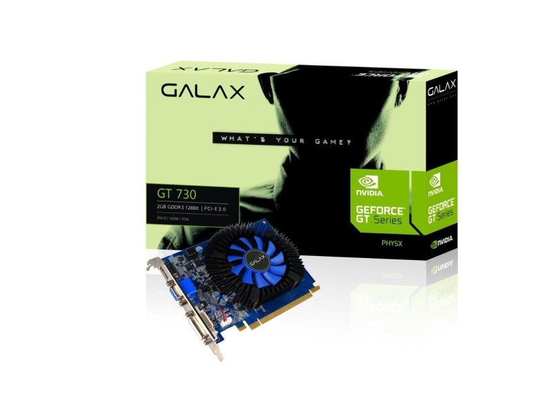 Placa de Video NVIDIA GeForce GT 730 2 GB DDR3 128 Bits Galax 73GPF8HX3SNS
