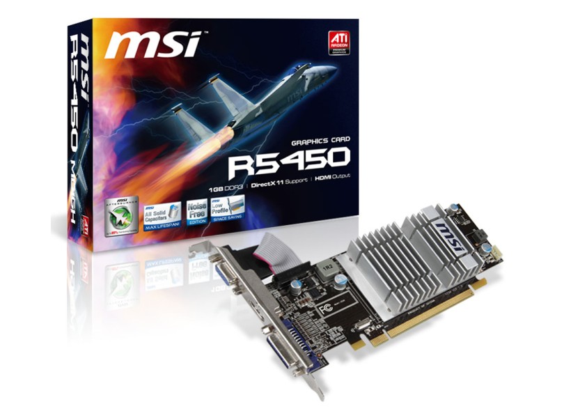 Placa de Video ATI Radeon HD 5450 1 GB DDR3 64 Bits MSI R5450-MD1GD3H/LP