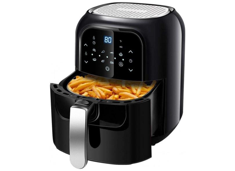 Fritadeira Elétrica AirFryer 5.5L de Capacidade e Painel de Controle Digital, 1400W, 110V, EUROSTAR EAF600B, Preto