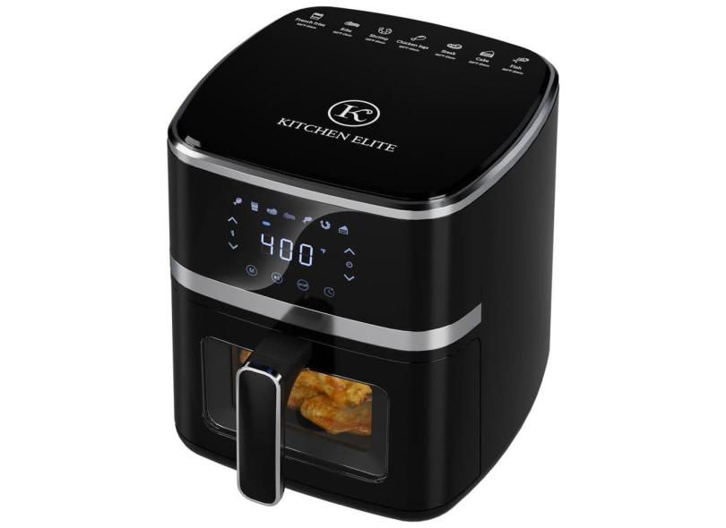 Air Fryer 4,9 Litros 7 em 1 com Janela de Visualização e Controle Digital, 110V 1700W, Kitchen Elite, Preta