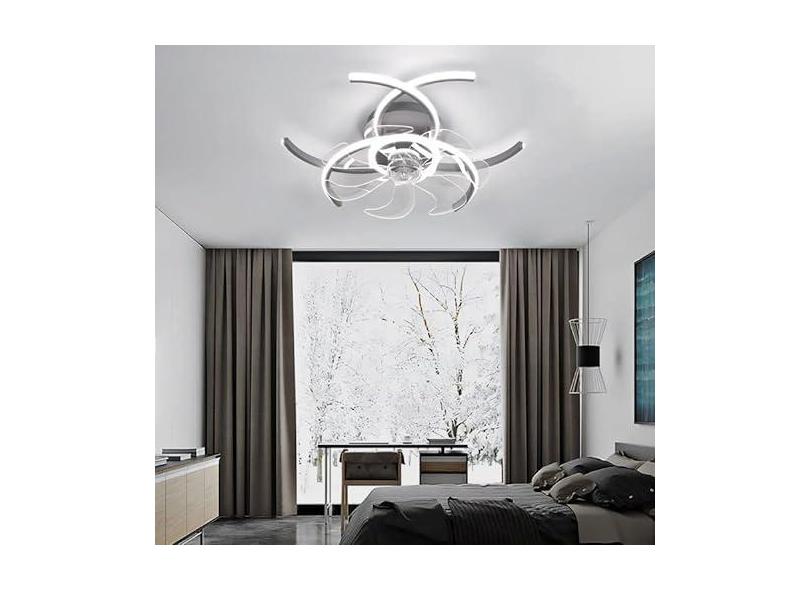 Ventiladores de teto com lâmpadas LED silencioso Ventilador de teto regulável com luz e controle remoto Moderno DC Reversível Lustre Ventilador de teto para quarto Sala de estar Cozinha Luze