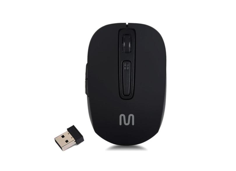 Mouse sem Fio Multilaser MO277 - Bateria Recarregável - 2.4GHz - 1600dpi - 6 Botões - Preto