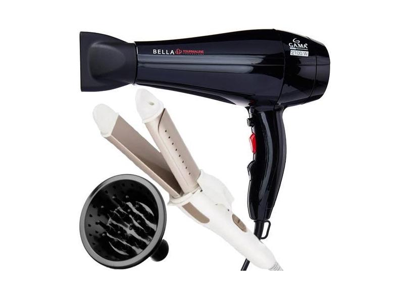 Secador De Cabelo Gama Italy Profissional Íon 2100W 3D Preto Difusor C