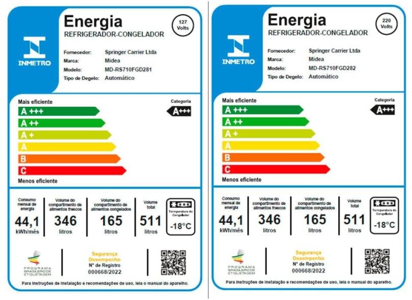 Geladeira Midea MD-RS710FGD28 Frost Free Side by Side 511 Litros cor Preto Inox