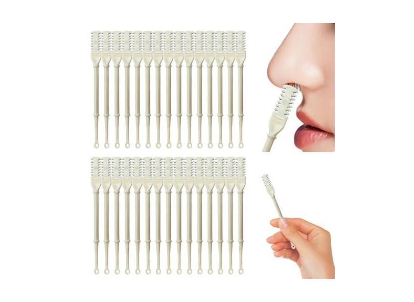 Aparador de pelos nasais, 30 peças, ferramenta de remoção de pelos nasais, cortador de cabelo giratório de 360°, faca de pelos de nariz dupla face, aparador manual 2 em 1 com coletor de orelha, para