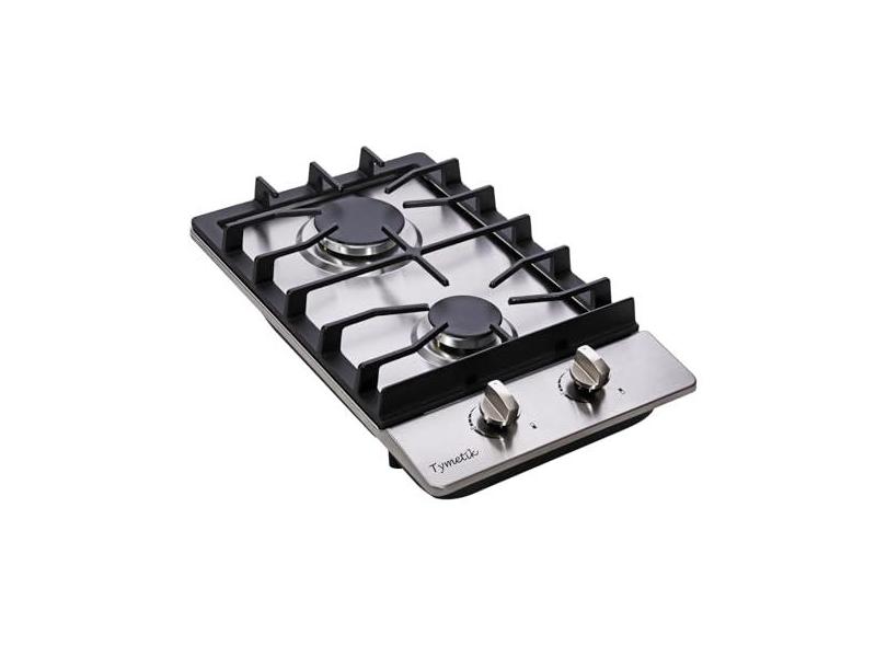 Fogão a gás de 30,5 cm, fogão a gás com 2 queimadores, fogão a gás embutido, aço inoxidável, fogão a gás natural/propano conversível para ambientes externos, apartamentos, trailers