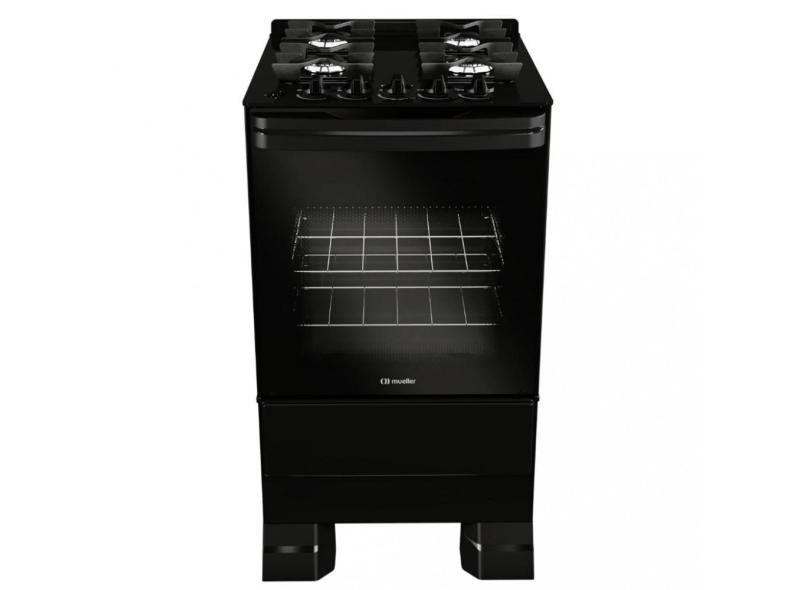 Fogão 4 Bocas Mueller MFV4BF Mesa de Vidro - Preto Fosco