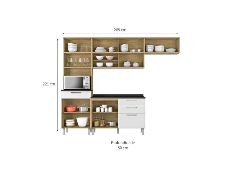 Cozinha Compacta 6 Portas 4 Gavetas para Micro-ondas / Forno Clean Itatiaia