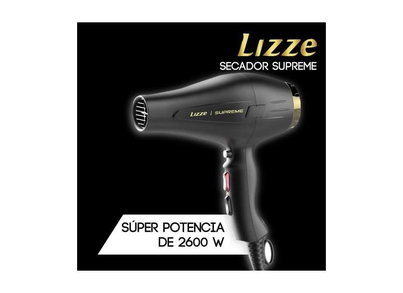 Secador De Cabelo Lizze Supreme Preto E Dourado