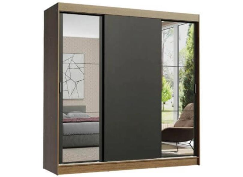 Guarda-Roupa Casal 3 Portas 4 Gavetas com Espelho Reno 2E Madesa