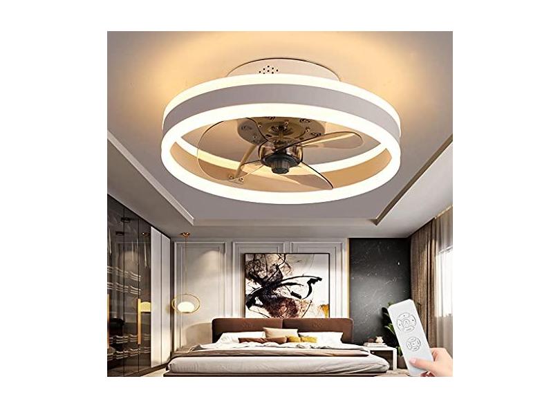 Ventilador moderno de luz de teto LED Ventilador de teto para quarto com iluminação Ultra-silencioso furtivo com controle remoto Abajur de acrílico Lustre com ventilador regulável para sala