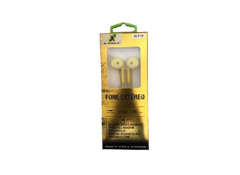 Fone de ouvido p3 estéreo uricular microfone x-cell xc-f-15, Verde
