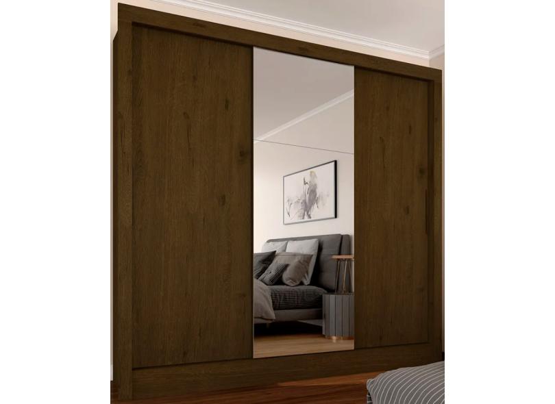 Guarda-Roupa Casal 3 Portas 2 Gavetas com Espelho Paula Móveis Arapongas