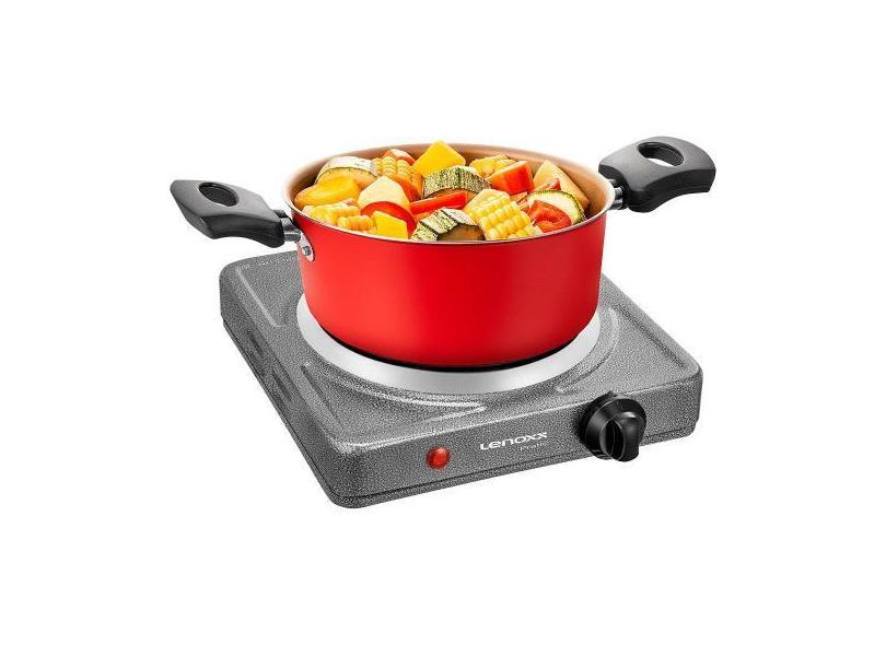 Fogão Portátil Elétrico Pratic de Mesa 1 Boca 1000W 127V Lenoxx, Prata