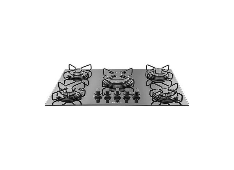 Cooktop à Tri-chama Central 5 Bocas Suggar Bivolt Preto, Bivolt