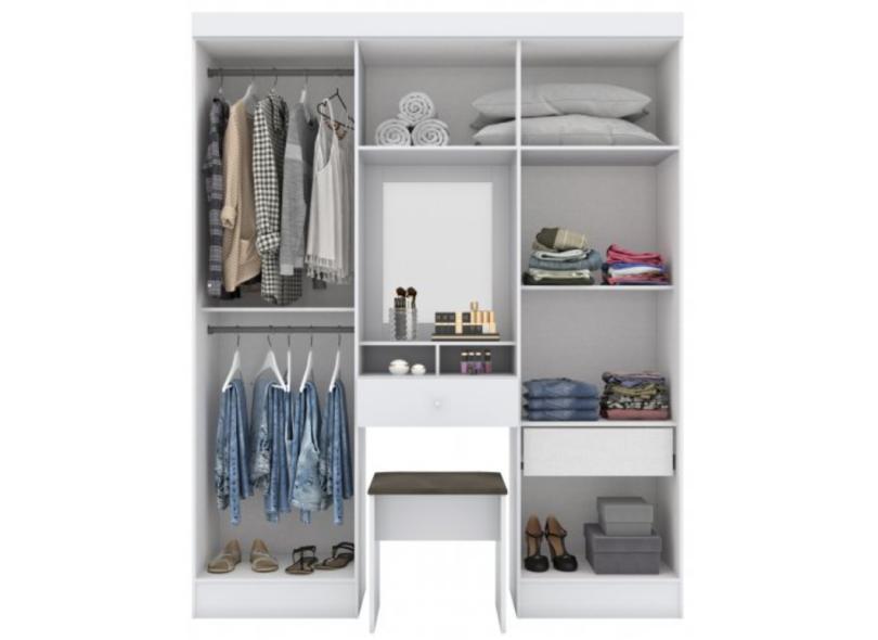 Guarda-Roupa Solteiro 6 Portas 2 Gavetas com Espelho B78 Briz