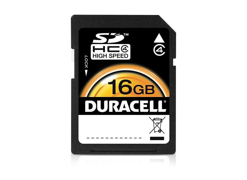 Cartão de Memória SDHC Duracell 16 GB DU-SD-16GB-R