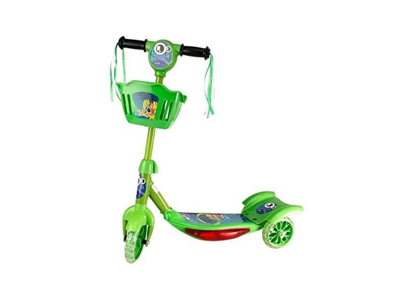 Patinete Scooter Infantil 3 Rodas Verde Luz E Som Art Brink