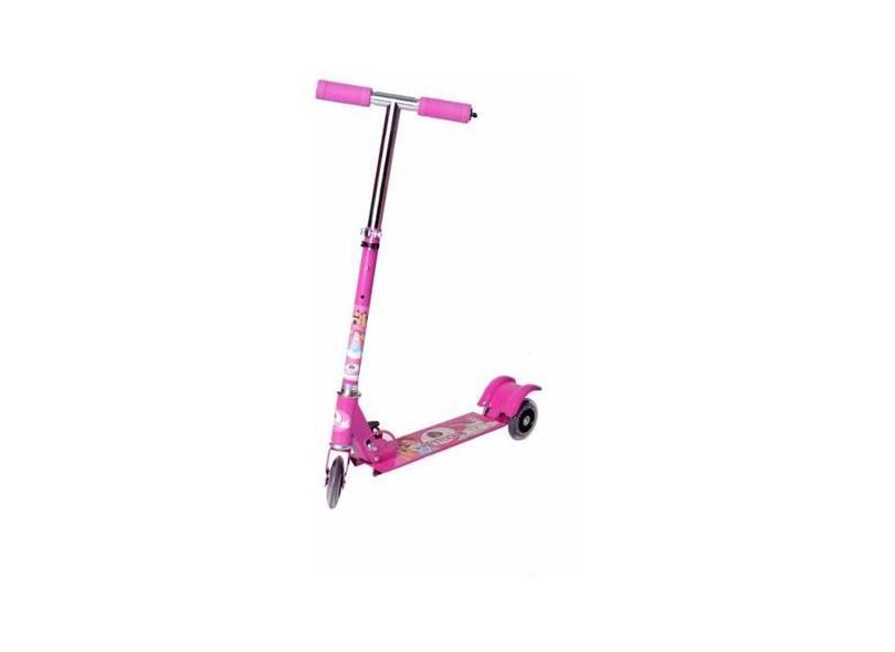 Patinete Scooter De Ferro Dobrável Altura Regulável Rosa - Nbkids