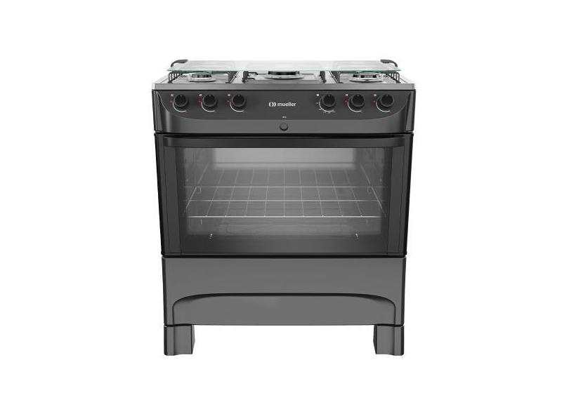 Fogão 5 Bocas a Gás Mueller MFI5BB Mesa Inox e Acendimento Automático 