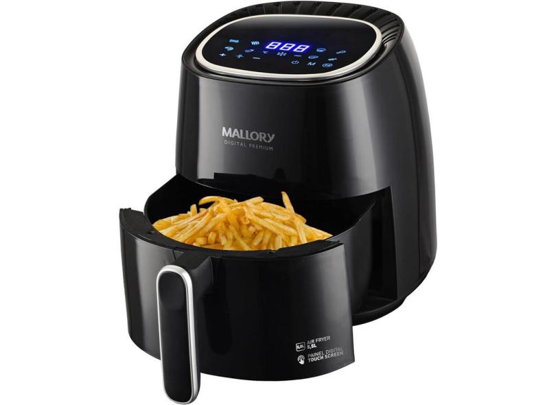 Fritadeira Mallory Air Fryer Digital Premium 5,5 Litros Black