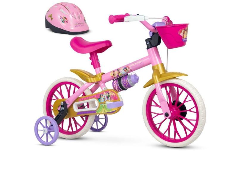 Bicicleta aro 12 para Criança Menina Princesa com Capacete Nathor
