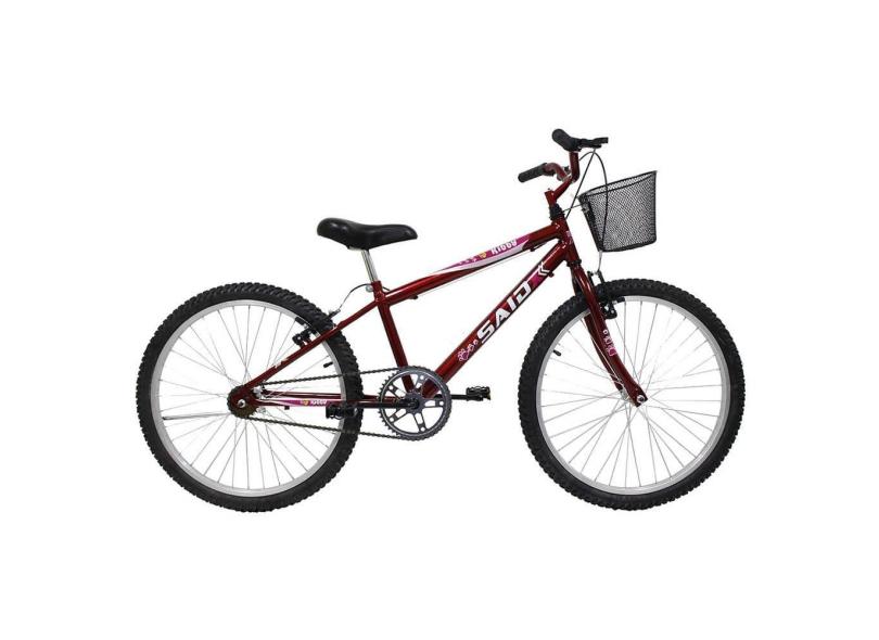 Bicicleta Aro 24 Feminina Mono Sem Marcha Com Cesta Saidx