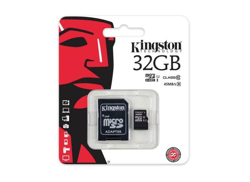 Cartão de Memória Micro SDHC com Adaptador Kingston 32 GB SDC10G2/32GB