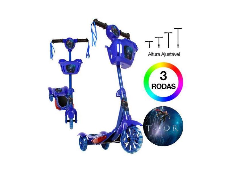 Patinete Thor Marvel 3 Rodas Brinquedo Criança Com Led E Som - Art Bri